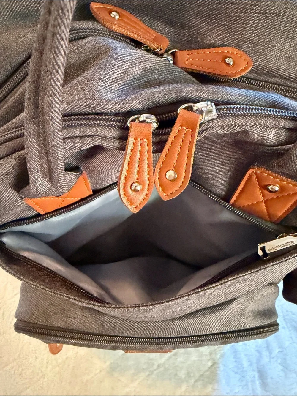 BabbleRoo Gray Diaper Bag Backpack Changing Pad Stroller Straps‎ Pacifier Case